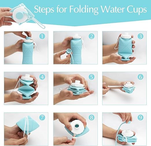 Silicone Folding Water Bottle for Travel, Gym, Hiking & Office