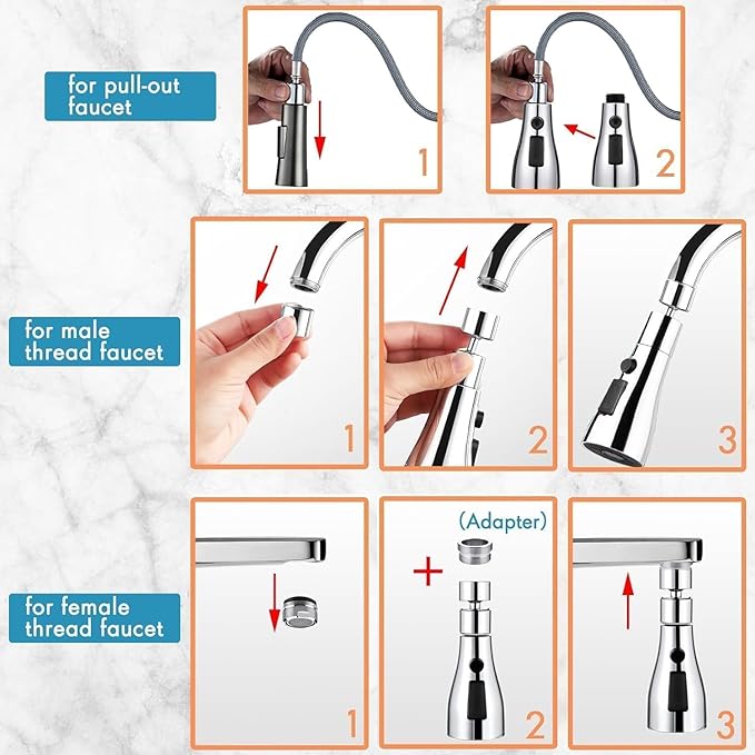 360° Rotating Tap Extender with 3 Water Flow Modes