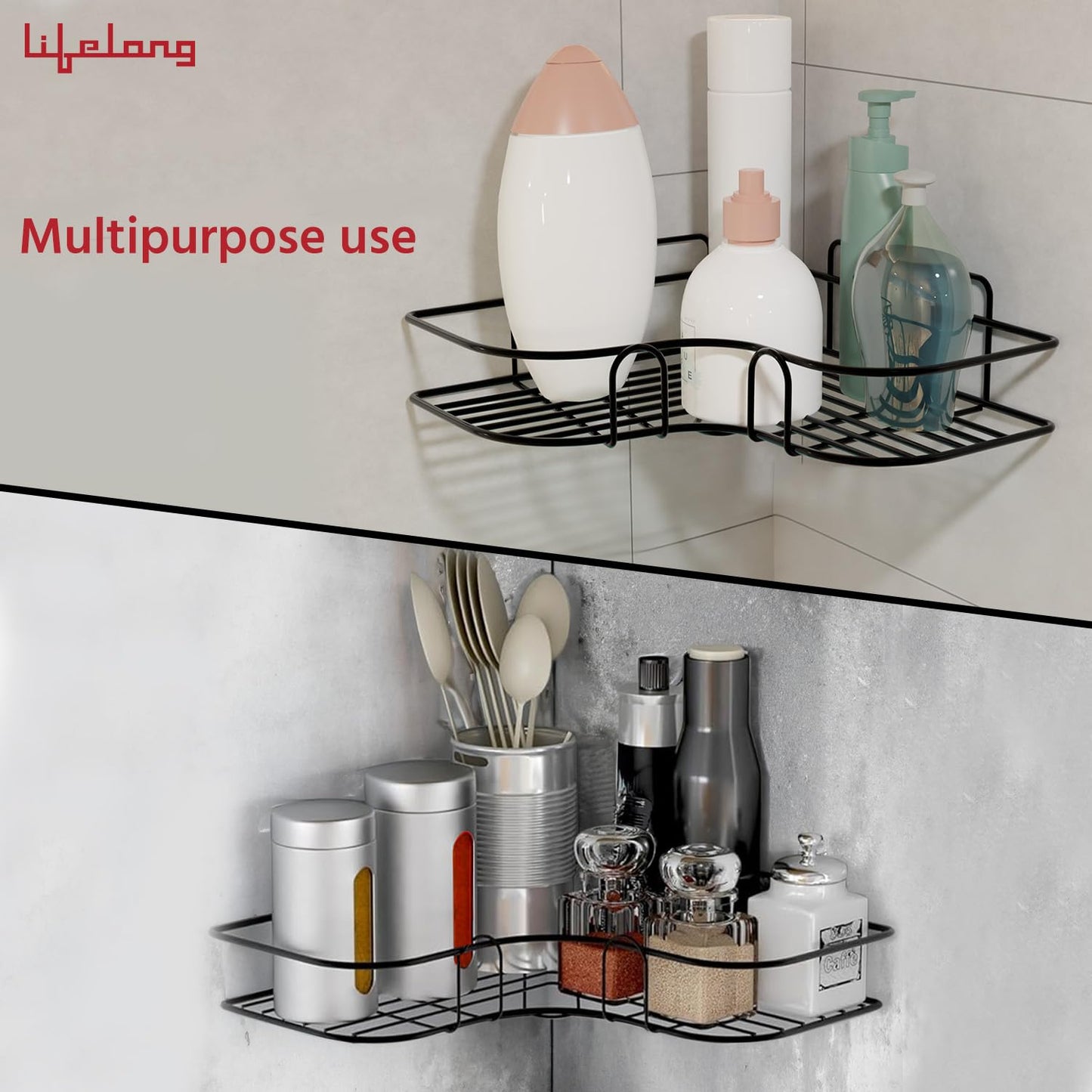 Self-Adhesive Bathroom Corner Shelf for Wall