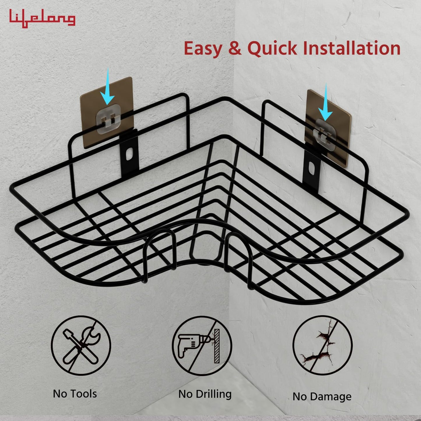 Self-Adhesive Bathroom Corner Shelf for Wall